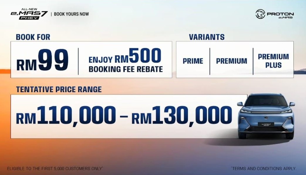 Proton eMAS 7 PHEV Tentative Price 2026 - protonanggun.com